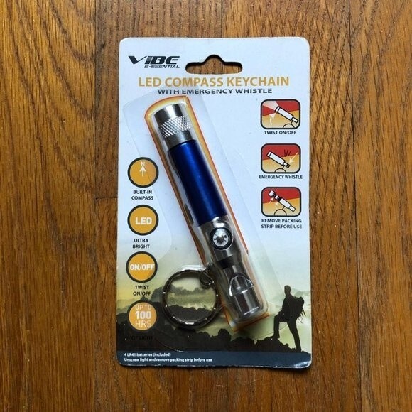 1x LED red / blue compass keychain - Picture 2 of 5